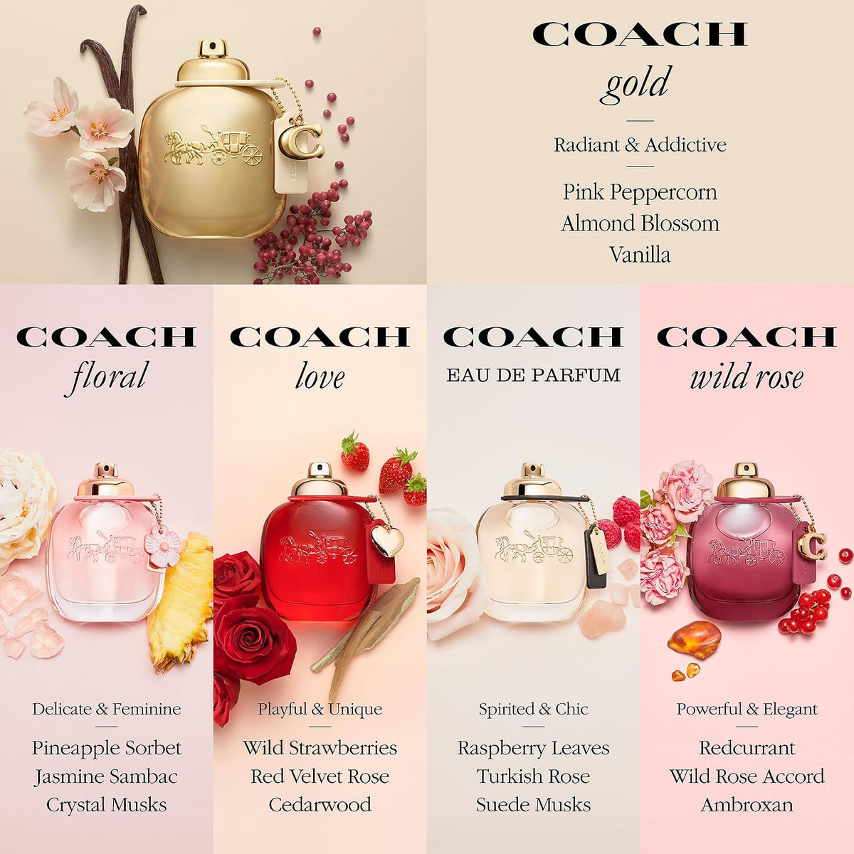 COACH Gold Parfum for Women – Ambery Floral Fragrance with Pink Peppercorn, Almond Blossom & Vanilla